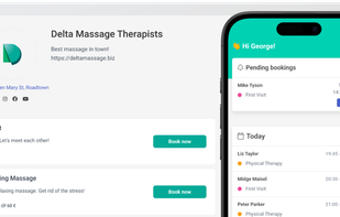 User-friendly online booking page with iOS and Android apps to manage appointments for service professionals and their teams.