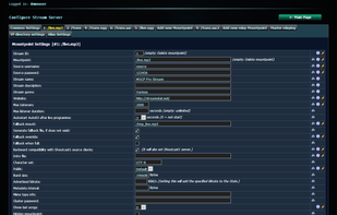 Stream server settings
