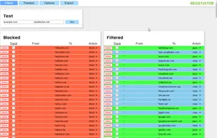 Options page including. Sync options(local and "Negotiator Sync") Default actions. Customization of filters.