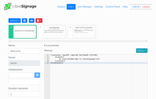 LibreSignage screenshot 1