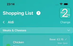 Screen with your shopping list automatically laid out by your favourite store's layout so you never miss an item or need to double back on an aisle