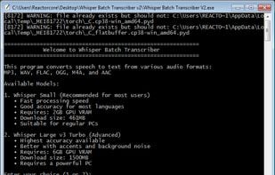 App interface in a classic terminal.