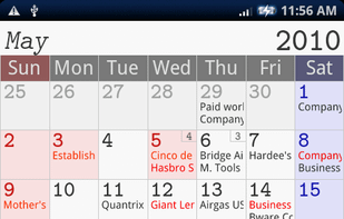 The calender shows the present schedule and important schedules are emphasized with red. Depending on the needs, it can show you monthly or weekly views, only the calender or the important lists. Also, you can change the beginning day of the week.