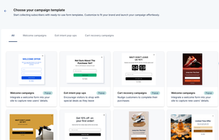 Popup Templates page