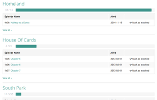 Watchlist of episodes you've watched.