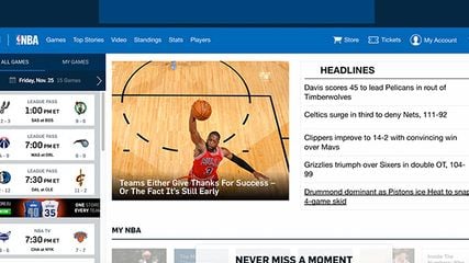 NBA website is powered by Drupal
