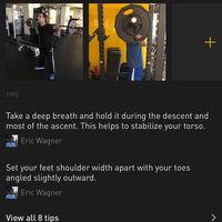 Learn proper technique by watching form videos or reading tips on the exercise details screen.