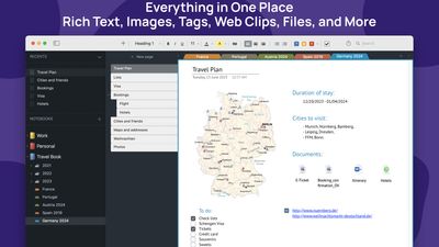 Everything in One Place
Rich text, images, tags, web clips, files, and more