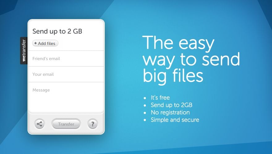 WETRANSFER. WETRANSFER logo. Big files.