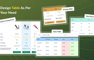 Tablepress size chart and guide allows to create size chart, pricing table, Product Comparision, Data Tables as per your need