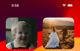 The iPhone home screen with Pocket Locket widgets, which rotate through available photos and can take you directly to the app.