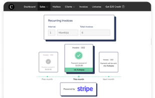 Send onetime, split, recurring invoices to the clients