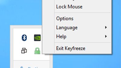 You can right click the Keyfreeze icon in the System Tray to see more options. For example, you can lock the mouse or keyboard with a single click.