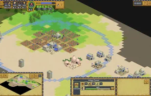 Gameplay screenshot: Town center selected, with villager generation in progress