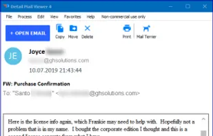 Email opened on the "HTML" Tab displaying the email as if it was opened from Outlook.