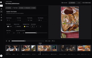 Easy-to-use video editor to customize your AI-generated video. Customize text styles, regenerate voiceovers, trim or replace video clips, and more.