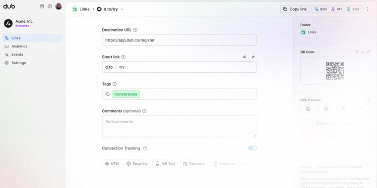 Dub enhances link management with dedicated pages image