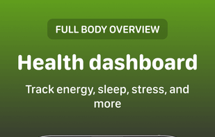 Health dashboard where you can see your body battery, stress levels, sleep quality, heart rate and much more