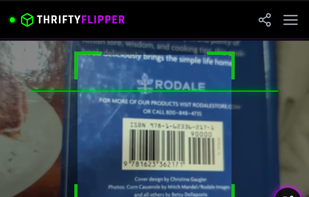 The main interface displaying a successfully detected barcode with quick-link buttons to external marketplaces and a manual entry field.