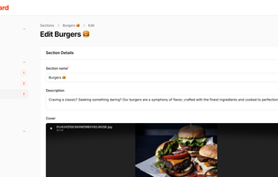 Editing a menu section