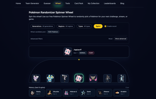 A fully customizable, physics-based spinning wheel to pick random Pokémon for your next Nuzlocke challenge or playthrough.