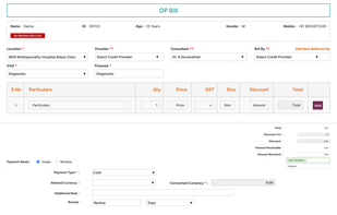 Out - Patient Management  Billing Format