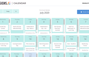 Monthly view of all the major holidays and events around the world. 