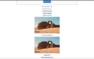 Compare image size before and after compression with instant results