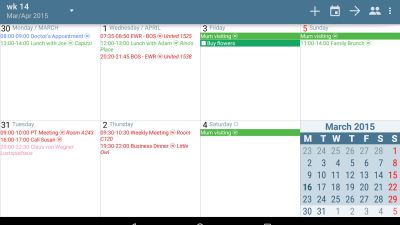 Weekly View Landscape Mode