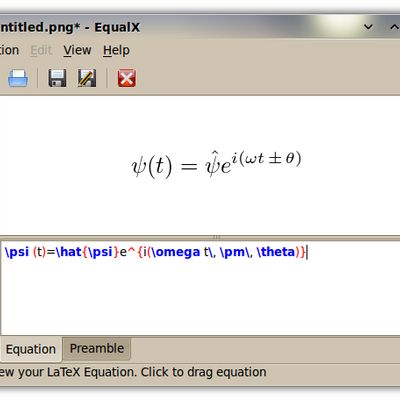 EqualX Editor window Type LaTeX, and EqualX shows your equation. 