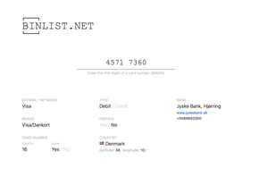 BINList.net screenshot 1