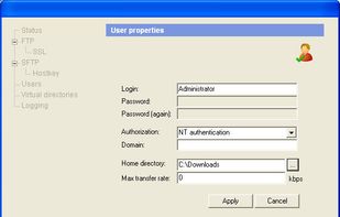 FreeFTPd screenshot 2