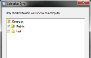 Only checked folders will be synced