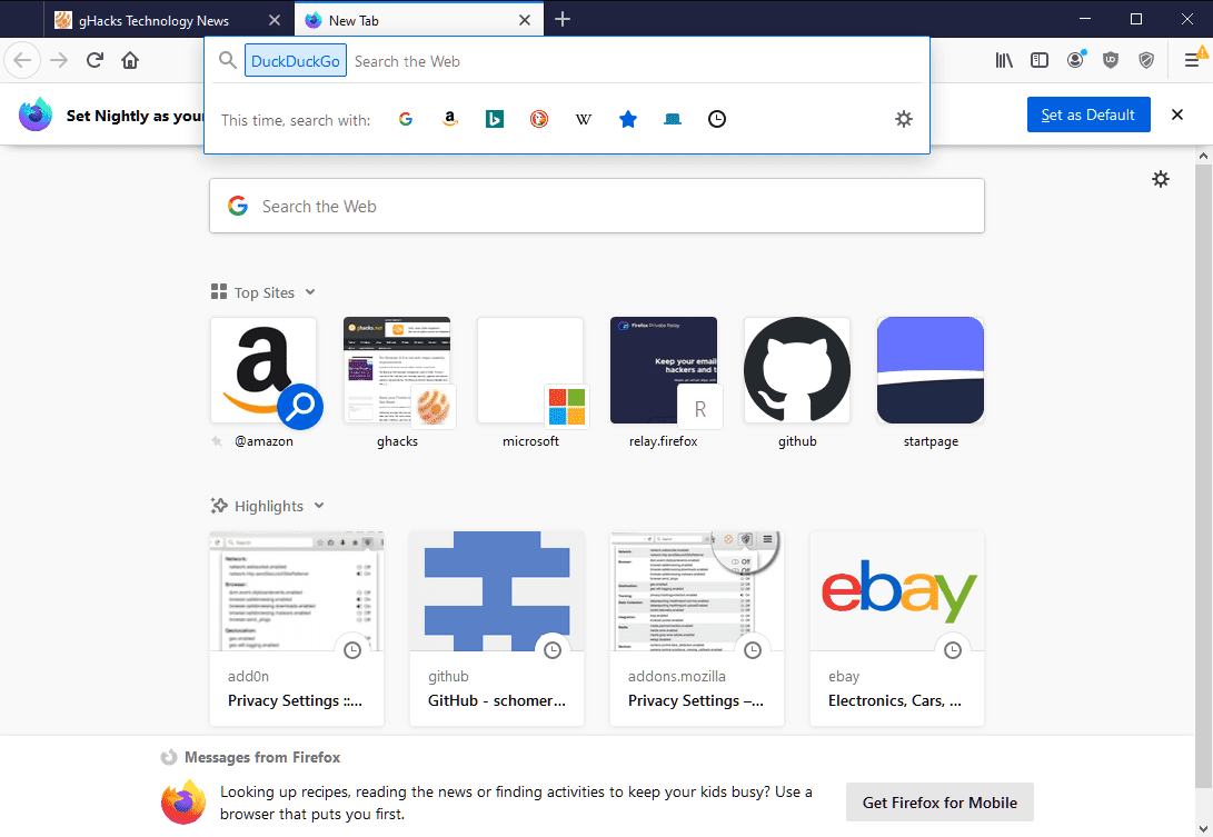 Mozilla showcases new address bar functionality, now available in Nightly builds