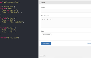 If you use Laravel, you already know Twill. It encourages you to write beautiful code without bloat while streamlining common functions.
