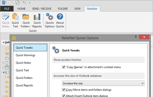 ReliefJet Quicks for Outlook screenshot 1