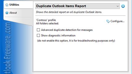 Duplicate Outlook Items Report screenshot 1