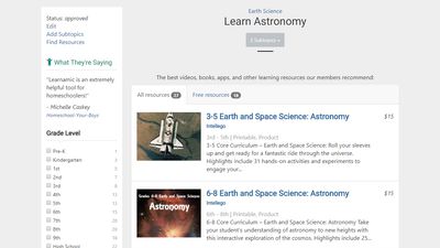 All learning resources are categorized by topic.