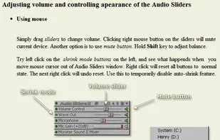 Control panel interface (with basic skin) and a description of functions.