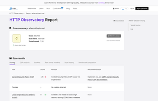 HTTP Observatory screenshot 1