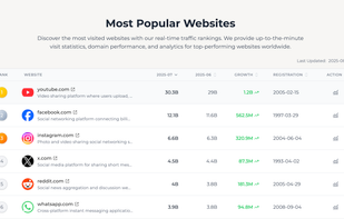 Most Popular Website Leaderboard