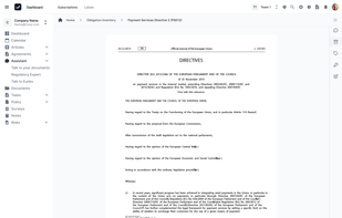 Regulatory obligations Inventory