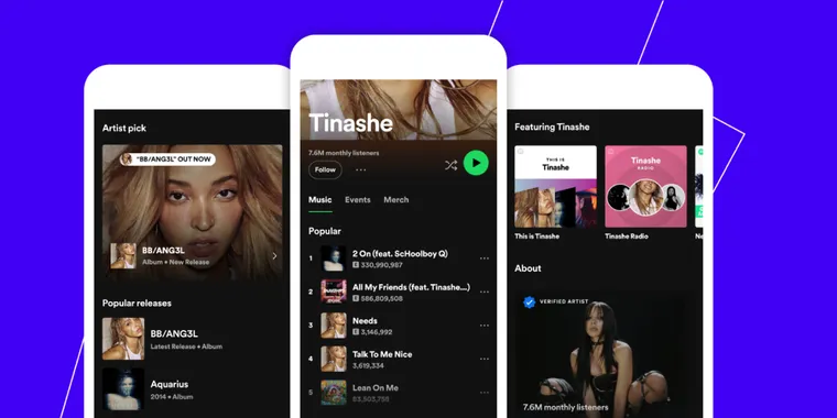 Spotify launches new artist profile pages with music, events, and merch sections image