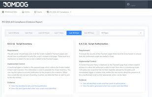 Single-page report containing all evidence for Requirements 6.4.3 & 11.6.1 to share with your QSA