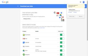 Google Takeout screenshot 1