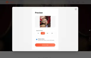 Preview& Select Upscale Factor;Enhance faces(or not)and hit the“Sharpen lmage”button