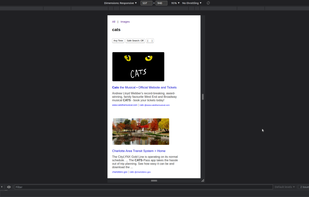 Mobile search for "cats" in day theme with expanded images