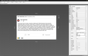 Create social-media card components with an simple accurate drag & drop interface.