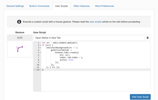 Implement any command with user scripts.