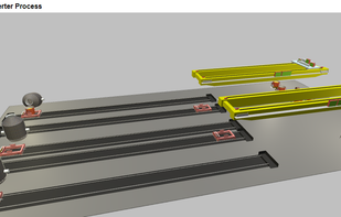 The model of steel converter process focuses on crane management algorithm that should minimize discontinuities in the Continuous Casting Machines (CCM) operation.